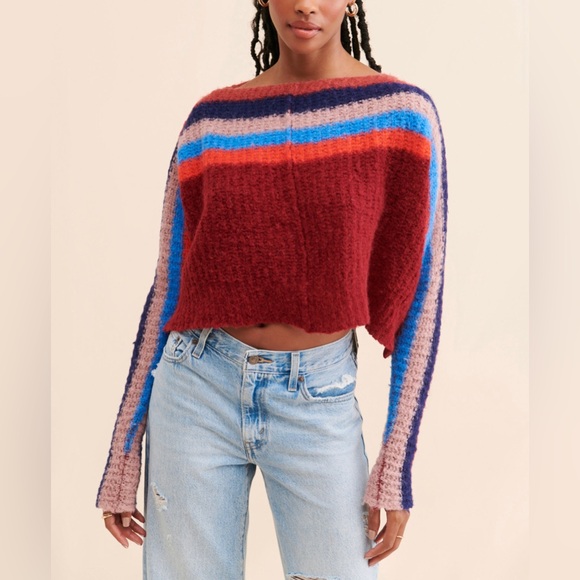 Free People Sweaters - Free People See The Rainbow Alpaca Sweater Boxy Dolman Slouchy Oversized Boho